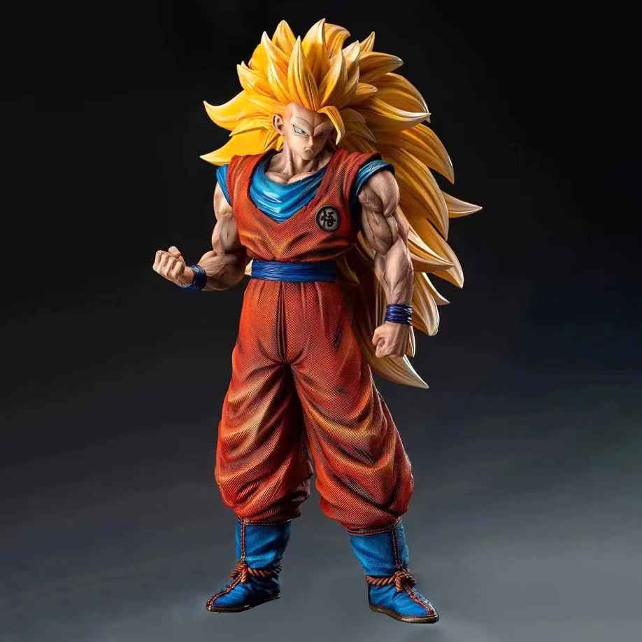 11.8in/30cm Anime Dragon Ball Z Figure SSJ3 Goku Figure PVC Super Saiyan Statue