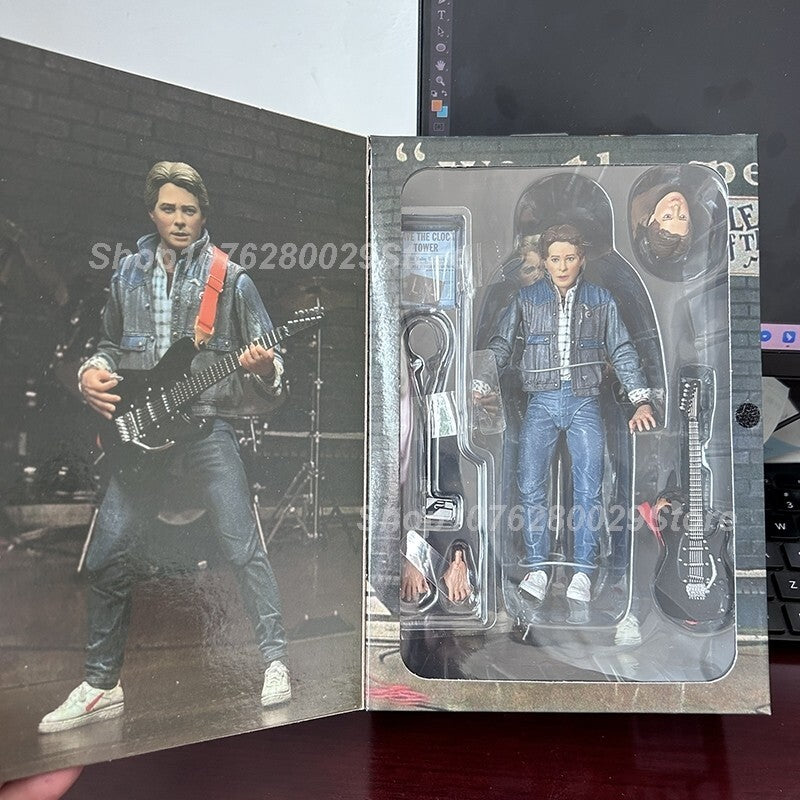 NECA Marty McFly 1985 Chitarra + Doc Brown 2015 Ritorno al Futuro 18cm