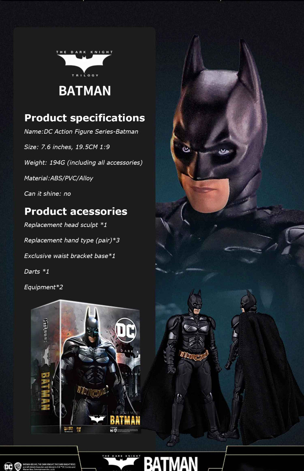 Fondjoy Cavaliere Oscuro Batman 19Cm Action Figure Con Scatol 🚛SPED.GRATUITA