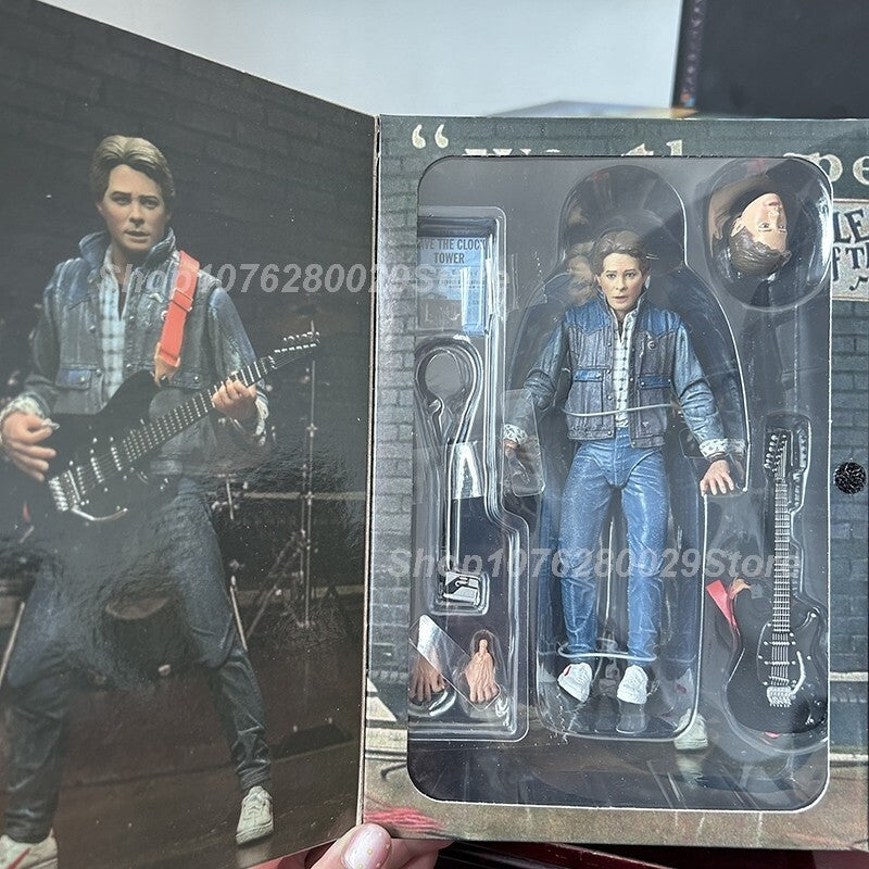 NECA Marty McFly 1985 Chitarra + Doc Brown 2015 Ritorno al Futuro 18cm