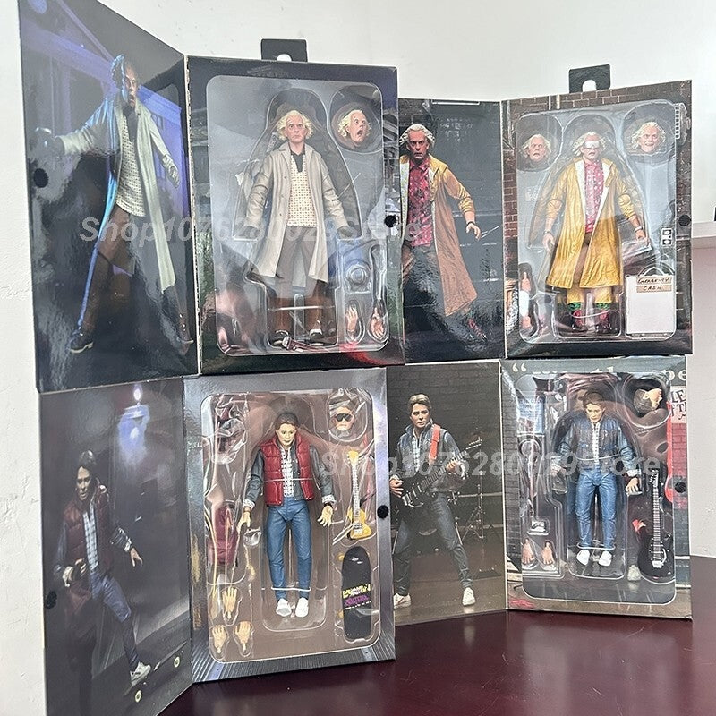 NECA Marty McFly 1985 Chitarra + Doc Brown 2015 Ritorno al Futuro 18cm