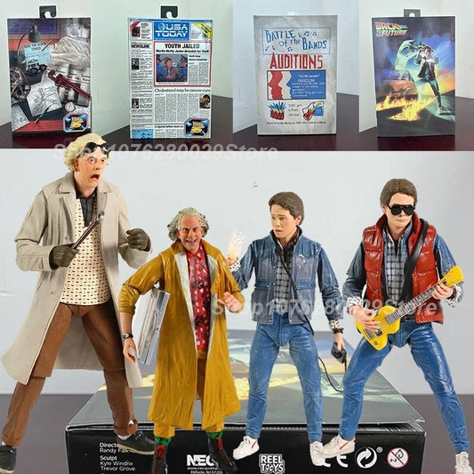 NECA Marty McFly 1985 Chitarra + Doc Brown 2015 Ritorno al Futuro 18cm