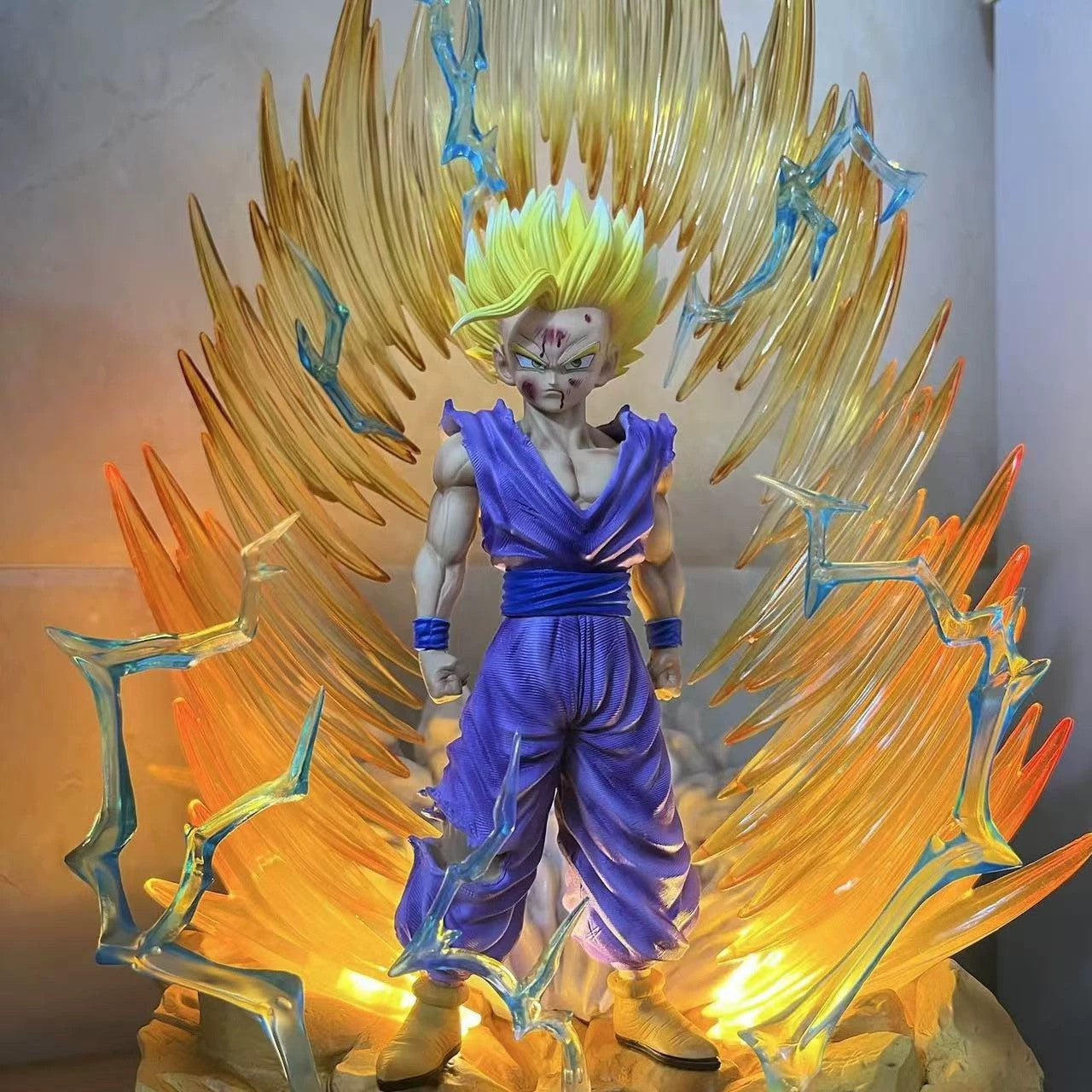 Figure 36Cm Son Gohan Super Saiyan 2  Dragon Ball LED con Testa Extra PVC