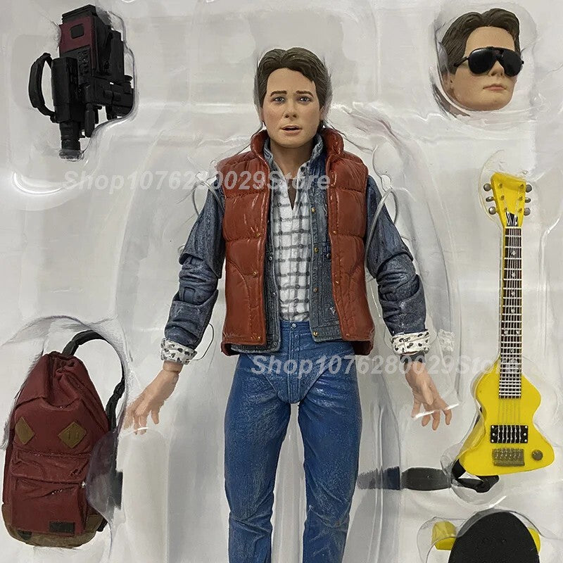NECA Marty McFly 1985 Chitarra + Doc Brown 2015 Ritorno al Futuro 18cm