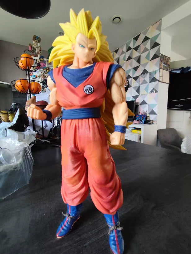 11.8in/30cm Anime Dragon Ball Z Figure SSJ3 Goku Figure PVC Super Saiyan Statue