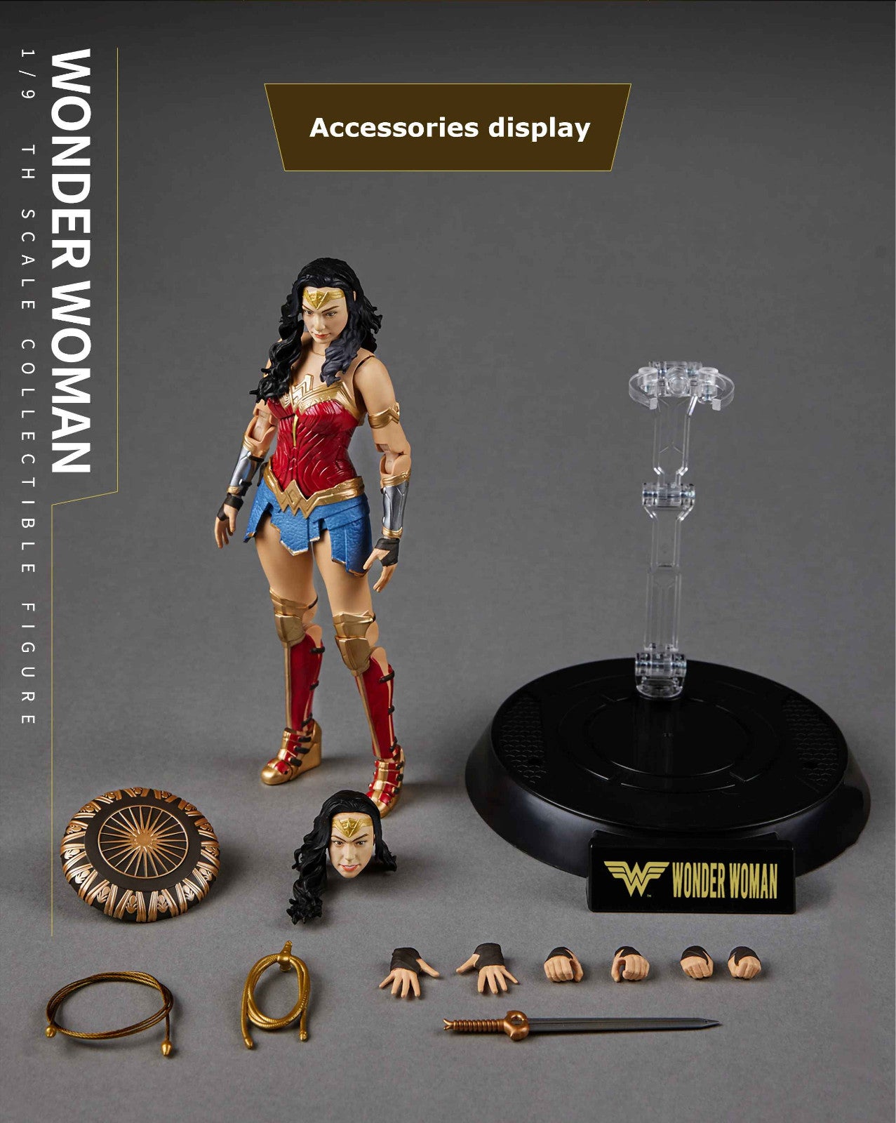 WONDER WOMAN  ACTION FIGURE JUSTICE LEAGUE 1/9 SCALE 19Cm CON SCATOLA ORIGINALE
