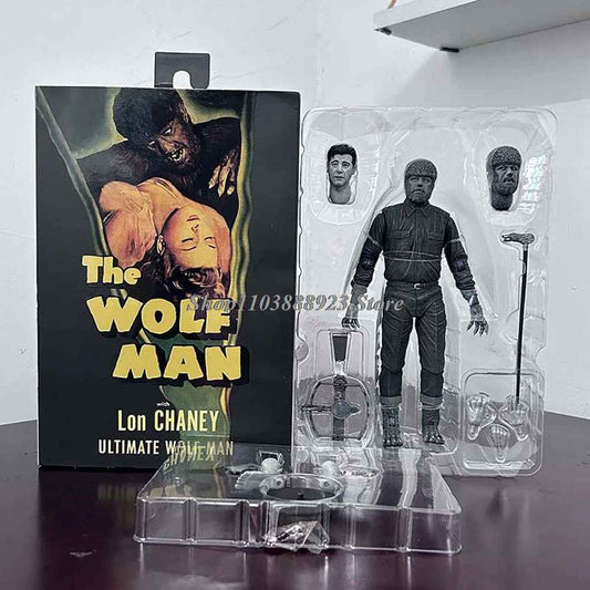 The Wolf Man Action Figure Lon Chaney B/N Lupo Mannaro Monsters 18CM