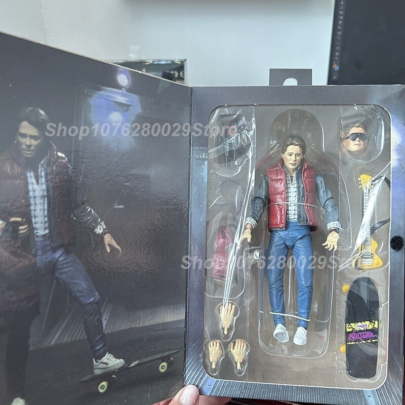 NECA Marty McFly 1985 Chitarra + Doc Brown 2015 Ritorno al Futuro 18cm