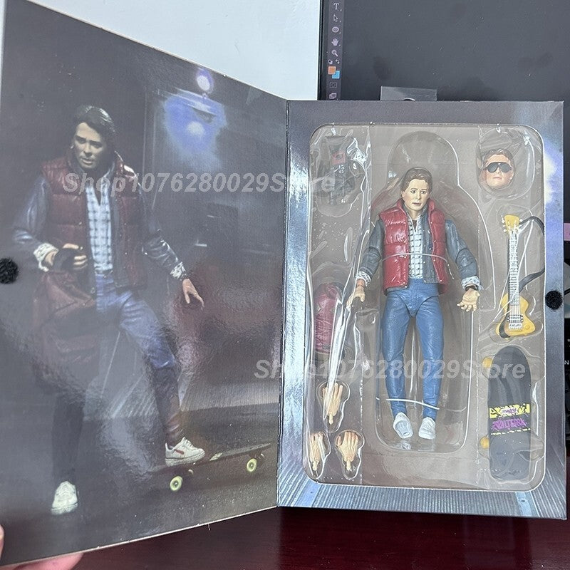 NECA Marty McFly 1985 Chitarra + Doc Brown 2015 Ritorno al Futuro 18cm
