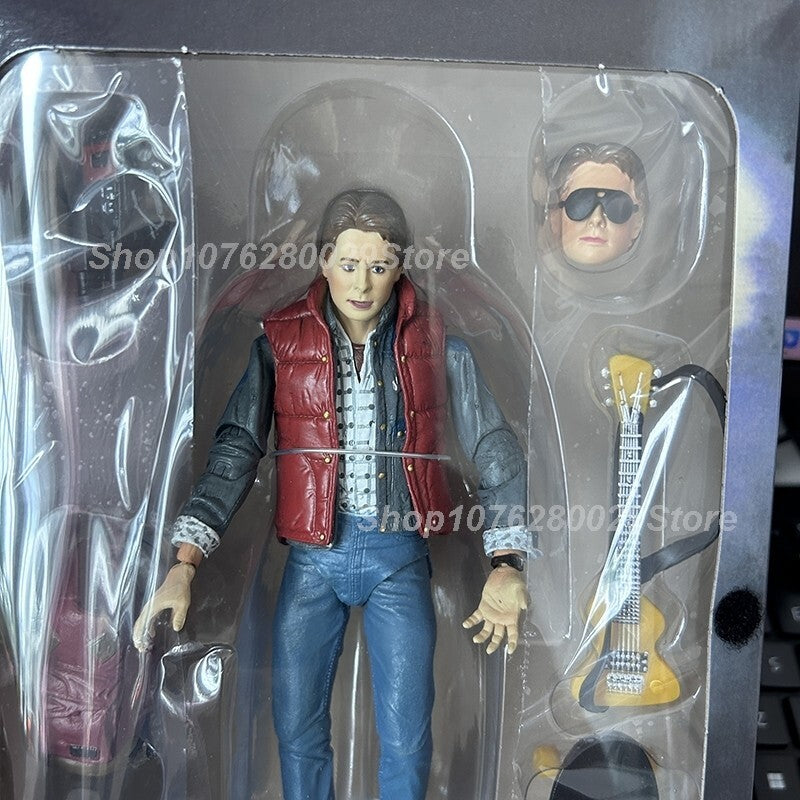 NECA Marty McFly 1985 Chitarra + Doc Brown 2015 Ritorno al Futuro 18cm