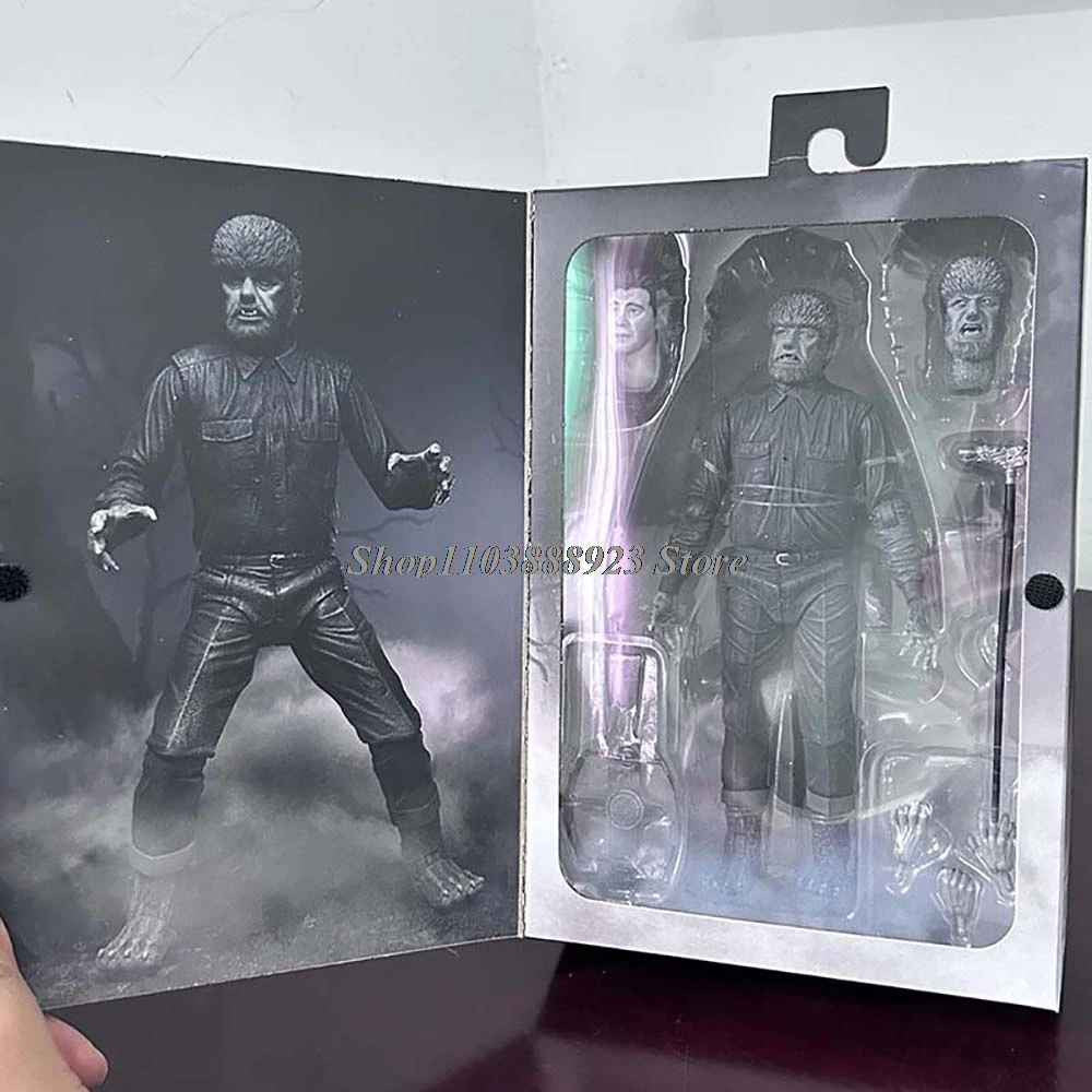 The Wolf Man Action Figure Lon Chaney B/N Lupo Mannaro Monsters 18CM