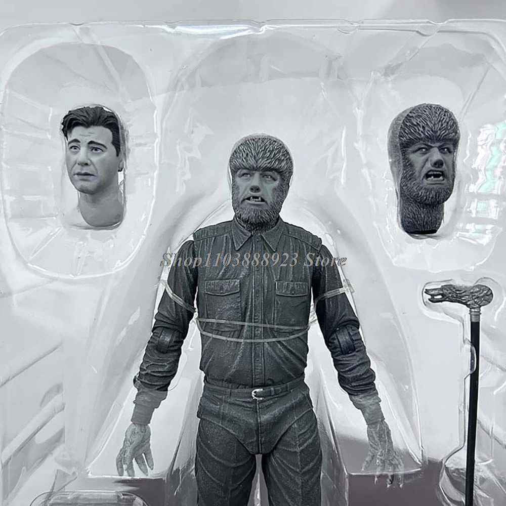 The Wolf Man Action Figure Lon Chaney B/N Lupo Mannaro Monsters 18CM