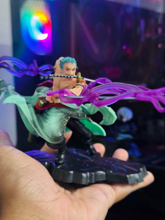 One Piece 10cm Anime Action Figure GK Roronoa Zoro tre lame
