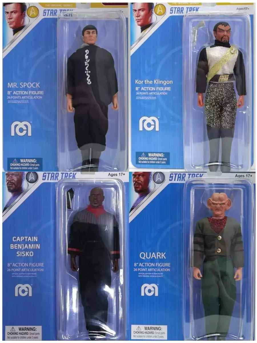 🖖 Star Trek Mego 8” Mr. Spock, Captain Kor, Quark 👨‍🚀 Action Figure
