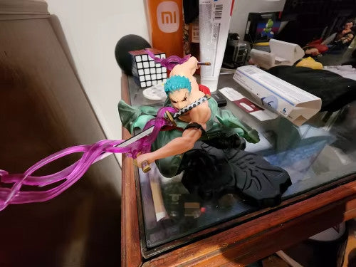 One Piece 10cm Anime Action Figure GK Roronoa Zoro tre lame