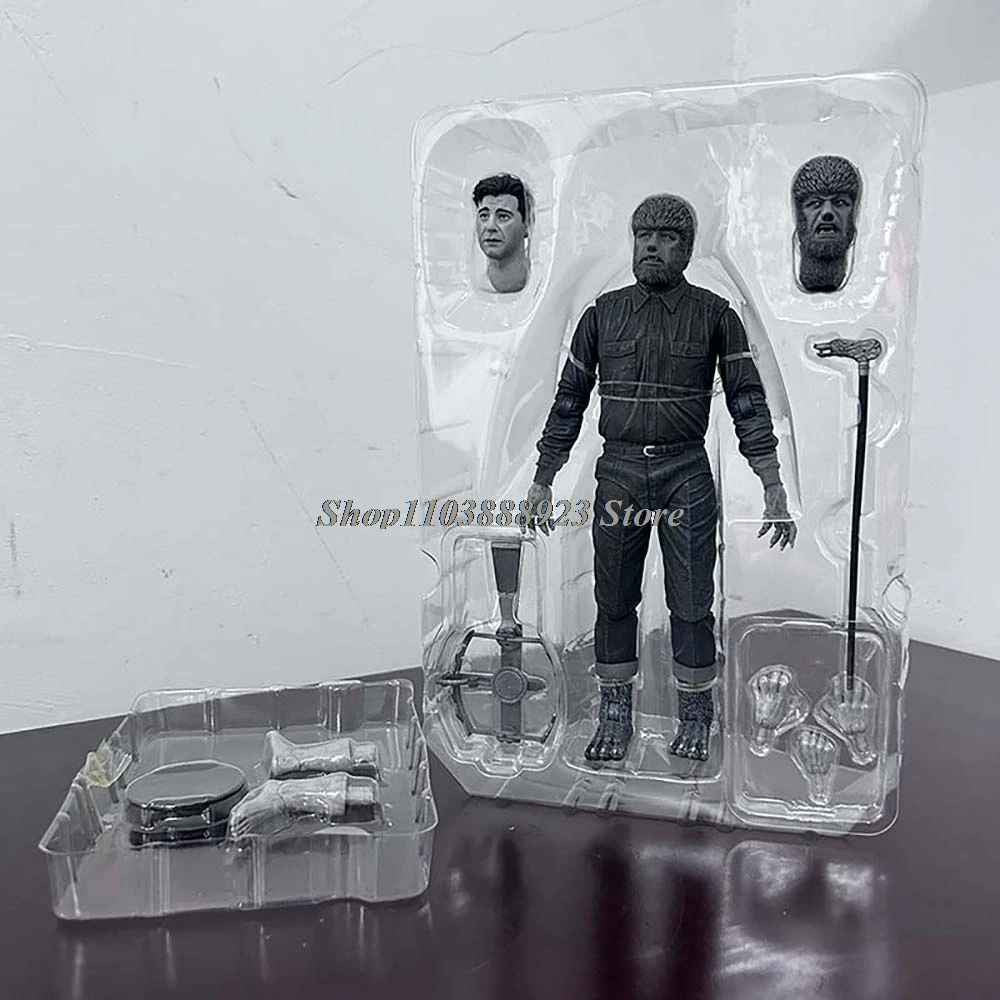 The Wolf Man Action Figure Lon Chaney B/N Lupo Mannaro Monsters 18CM