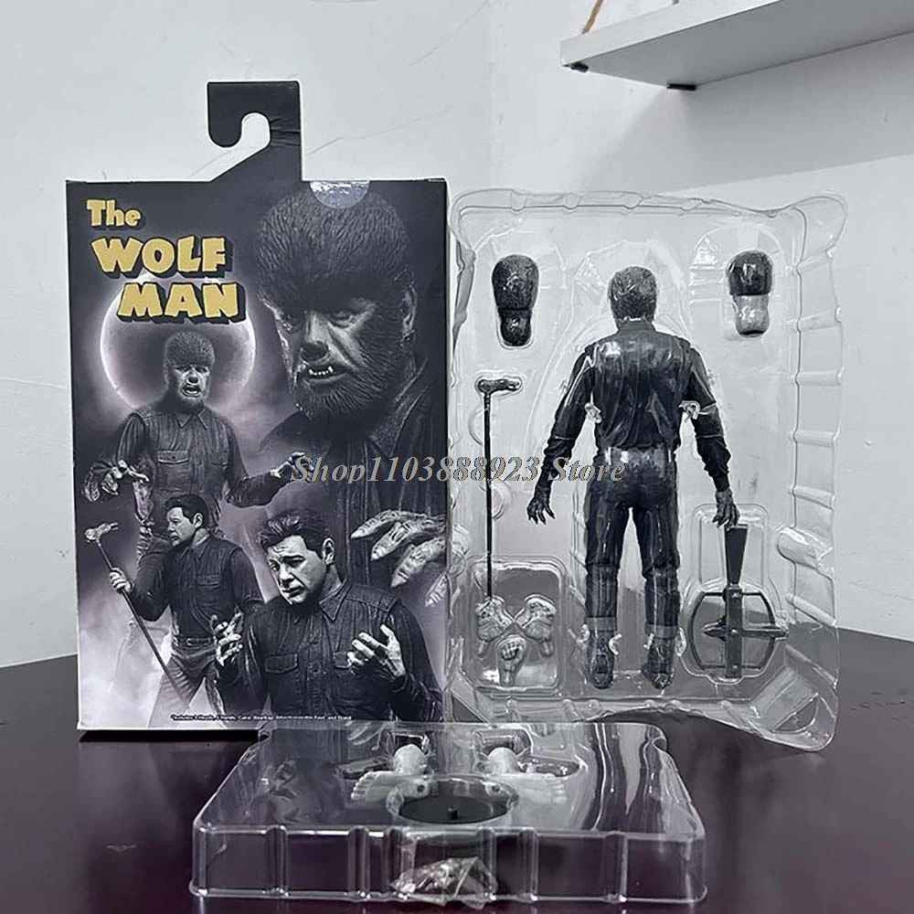 The Wolf Man Action Figure Lon Chaney B/N Lupo Mannaro Monsters 18CM