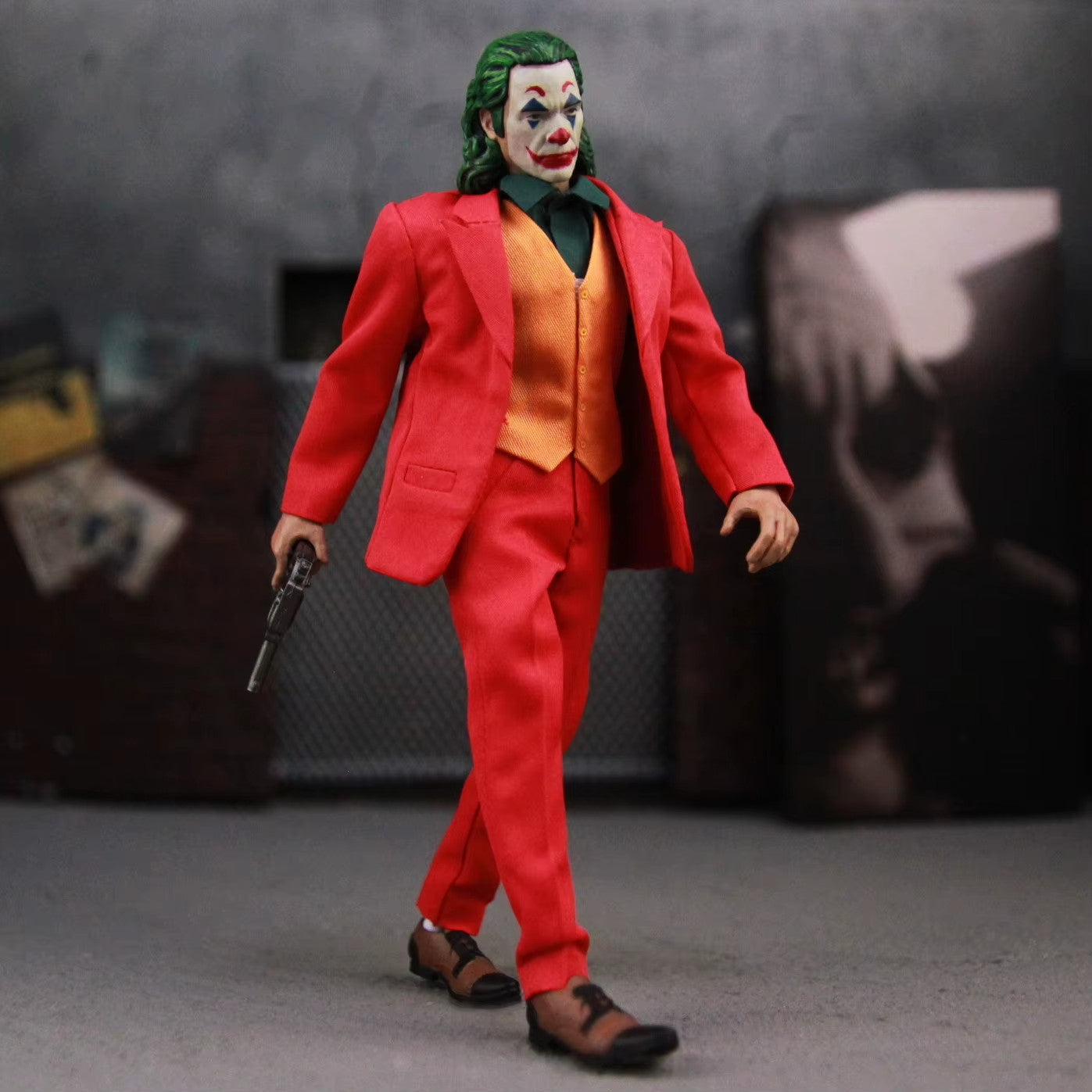 Joaquin Phoenix Arthur Fleck Joker Clown Red Suit 12" Action Figure CON SCATOLA